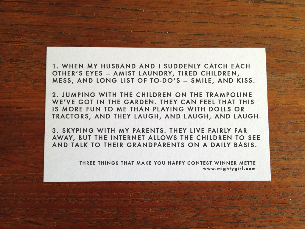 Three Things That Make You Happy | Mighty Girl