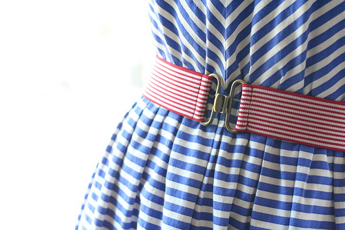 Red Striped Belt on a Blue Striped Dress, Courtney Skott