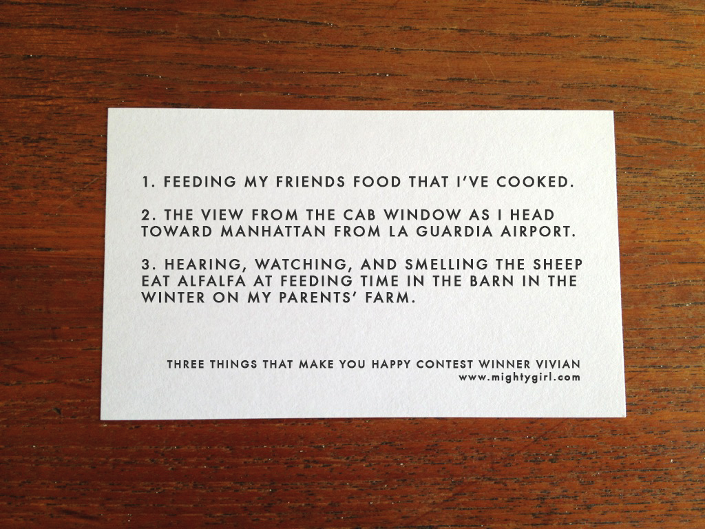 Three Things That Make You Happy | Mighty Girl